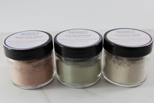 Clay Face Mask Trio - Rose, Green & Turmeric